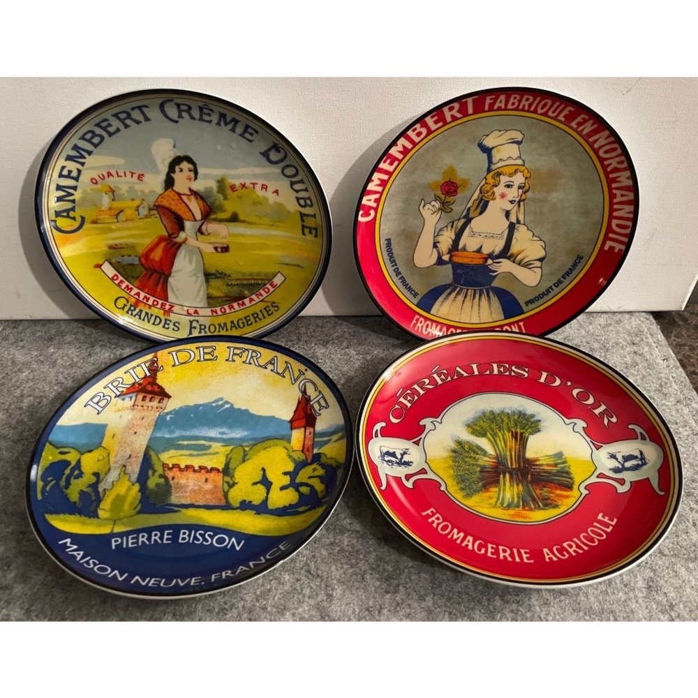 4 Vintage Pier  Porcelain Cheese Plate Set  #1049